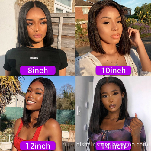 Cheap Price Short Bob Human Hair Wig,8inch-14inch Wholesale Brazilian Straight Hair Wig,4x4 Lace Front Closure Bob Wig For Women